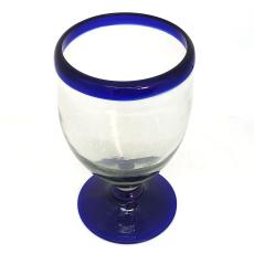 Cobalt Blue Rim 12 oz Short Stem Wine Glasses (set of 6)
